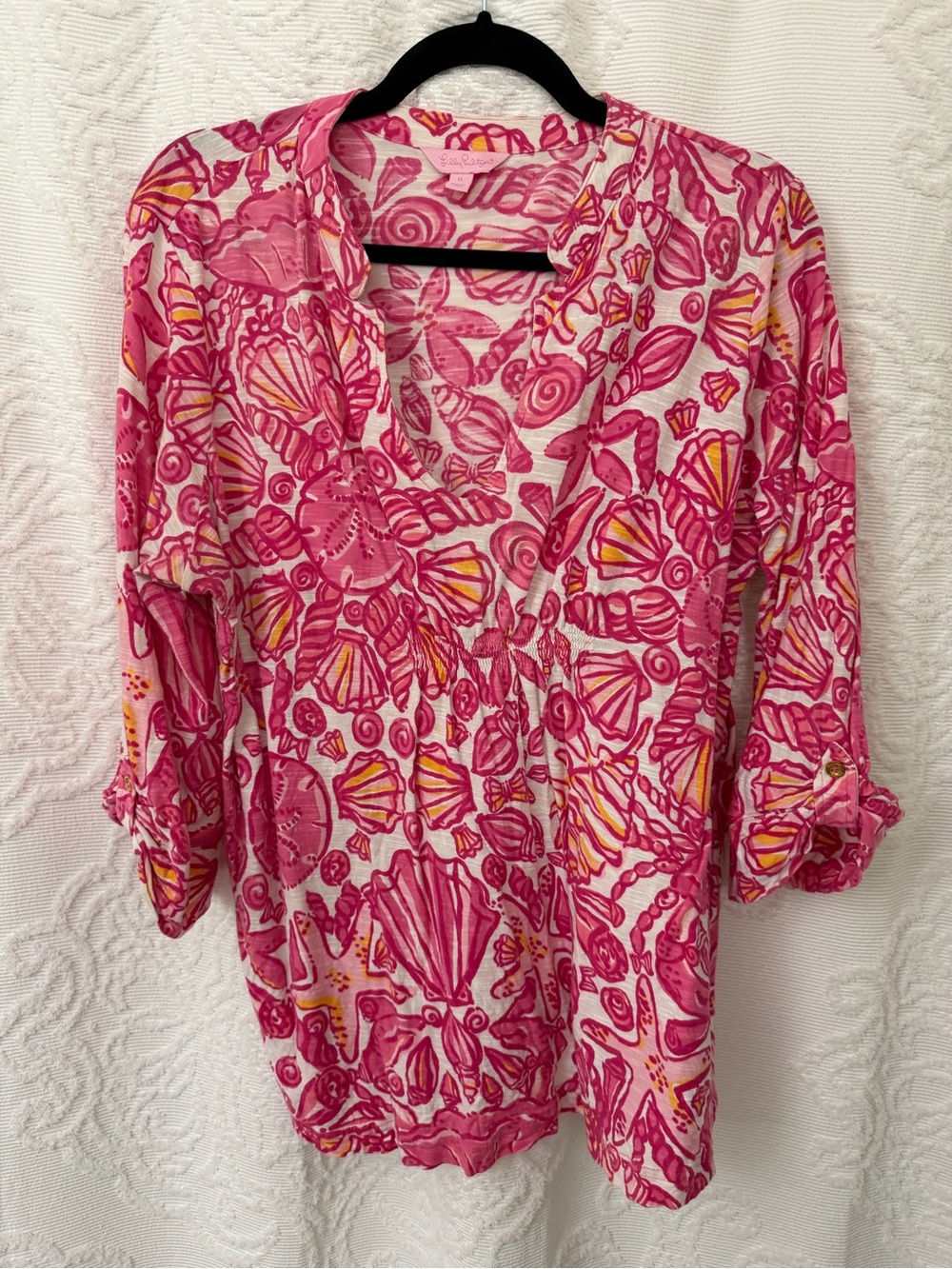 Lilly Pulitzer Costa Tunic in Hotty Pink Sailors Valentine